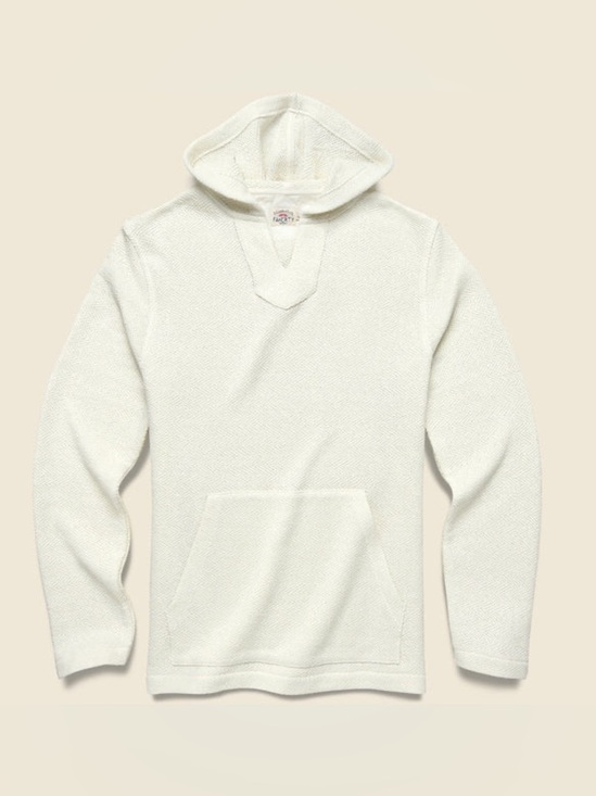 Faherty Sweaters - Faherty Women's Ivory V-Neck Hoodie Sweater Whitewater Hoodie - Beach Pearl